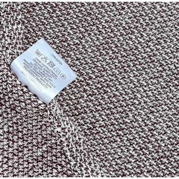 Antonio Salgado Luxury Cotton Jacquard Blanket 66x90 Dark Red White Knit Throw - Picture 7 of 8